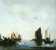 Jan van de Cappelle Seascape with Sailing Boats oil painting reproduction